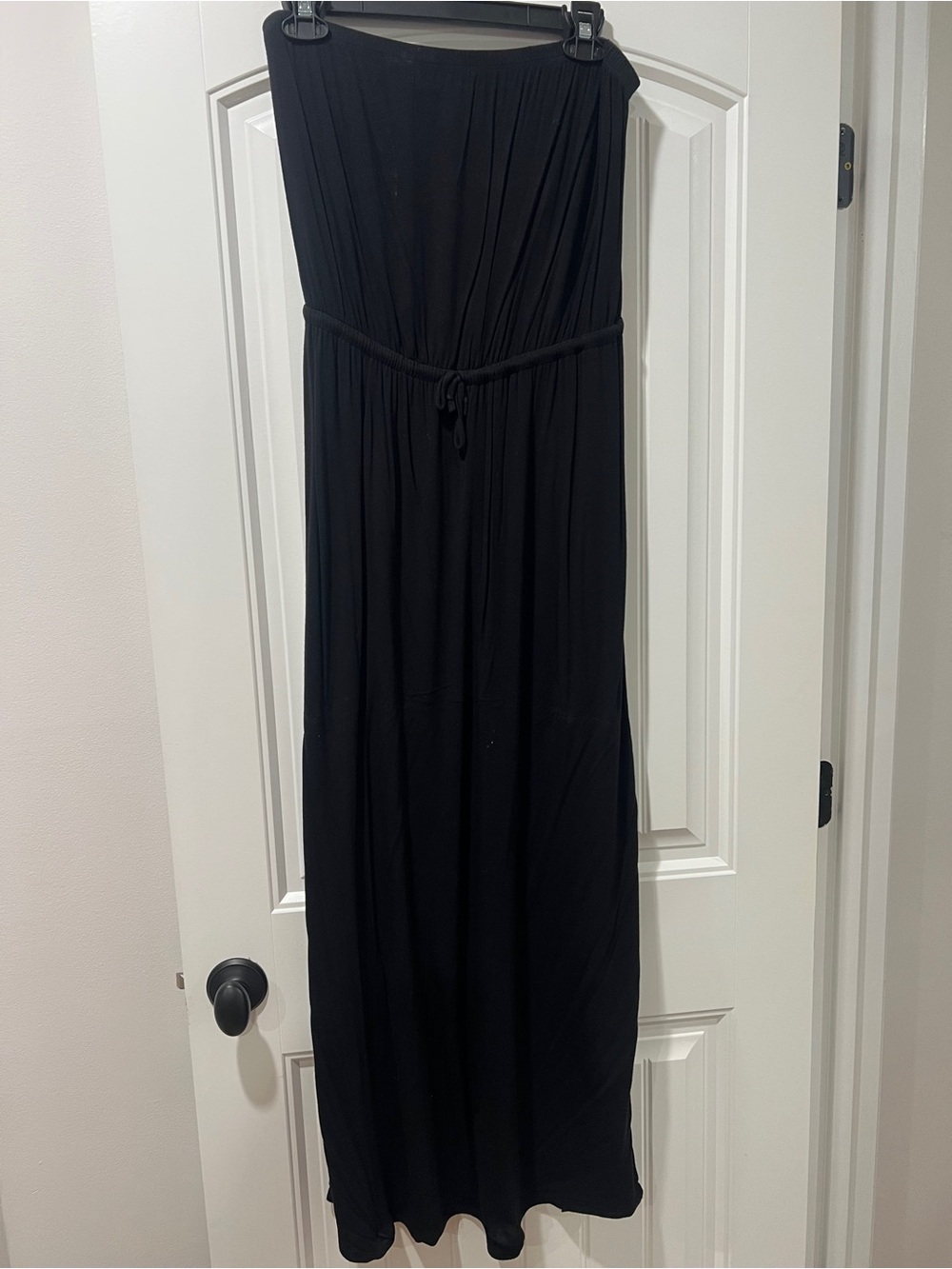 Old Navy Black Strapless Maxi Dress with Waist Tie size large
